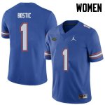 Women's Florida Gators #1 Jonathan Bostic NCAA Jordan Brand Royal Authentic Stitched College Football Jersey QGO6262BP